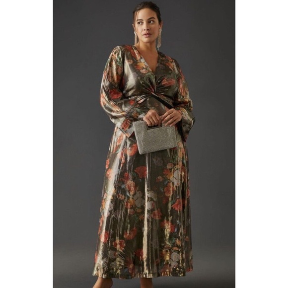 New Anthropologie Caballero Deep V-Neck Maxi Dress size S - Picture 5 of 15